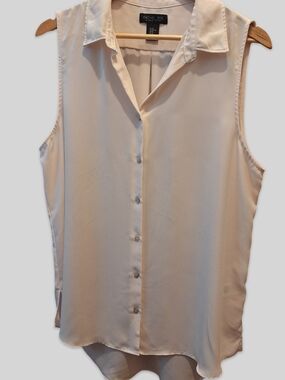 Rachel Zoe Cream Sleeveless Button-Front Blouse